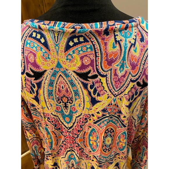 Investment Essential Womens Plus Size XL Pink Paisley 3/4 Sleeve Stretchy Top - Picture 7 of 10